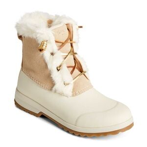 Sperry Cream and Tan Winter Boots with Fur Lining 
NEW WITHOUT BOX
